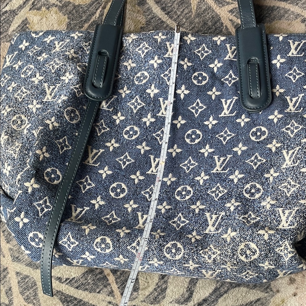 Fashion Blue Monogram Denim Tote Bag - Picture 13 of 16
